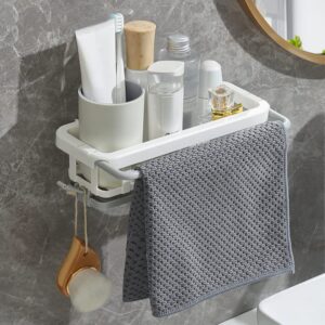 LIFKOME Kitchen Sink Caddy Plastic Retractable Sponge Holder Wall Mount Dish Cloth Hanger Hanging Sink Organizer Rack Basket Soap Rack Brush Holder