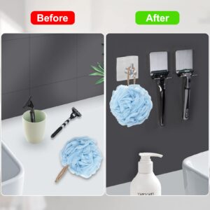 CGBE 4 Packs Shower Hooks for Inside Shower, Self Adhesive Shaver Holder Hanger Hooks for Bathroom Damage Free Wall Hooks for Razor Loofah Sponge