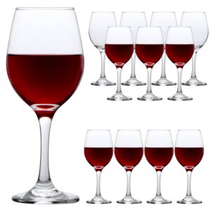 qappda 10 ounce wine glasses,classic red wine glasses bulk set of 12,all-purpose clear white wine glass with long stem for gift,party,restaurant
