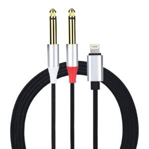 enbiawit lightning to dual 6.35mm mono stereo y-cable splitter lightning to dual 1/4 inch audio cable compatible for iphone14/13/12/11/x/xs/xr/8/7/ipad,amplifier, speaker, headphone, mixing console