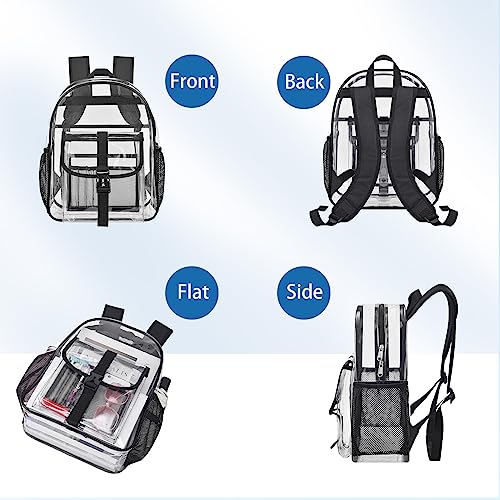 UEASE Clear Backpack for School Heavy Duty 17In Large Clear Bookbag Waterproof Transparent Backpack for Work College