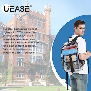 UEASE Clear Backpack for School Heavy Duty 17In Large Clear Bookbag Waterproof Transparent Backpack for Work College