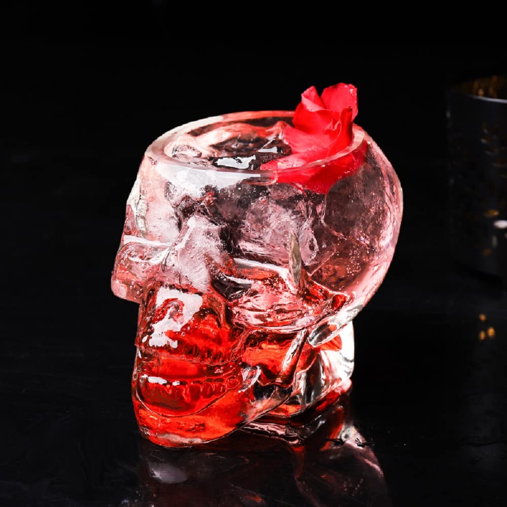 USEEKRIL Funny skull Wine Glass,Drinking Glass,Large Glasses,Vodka Spirits Cup Glass,Gift,Engraved Design,New Crystal Skull Cup,Halloween Decorations Gifts(350ML)