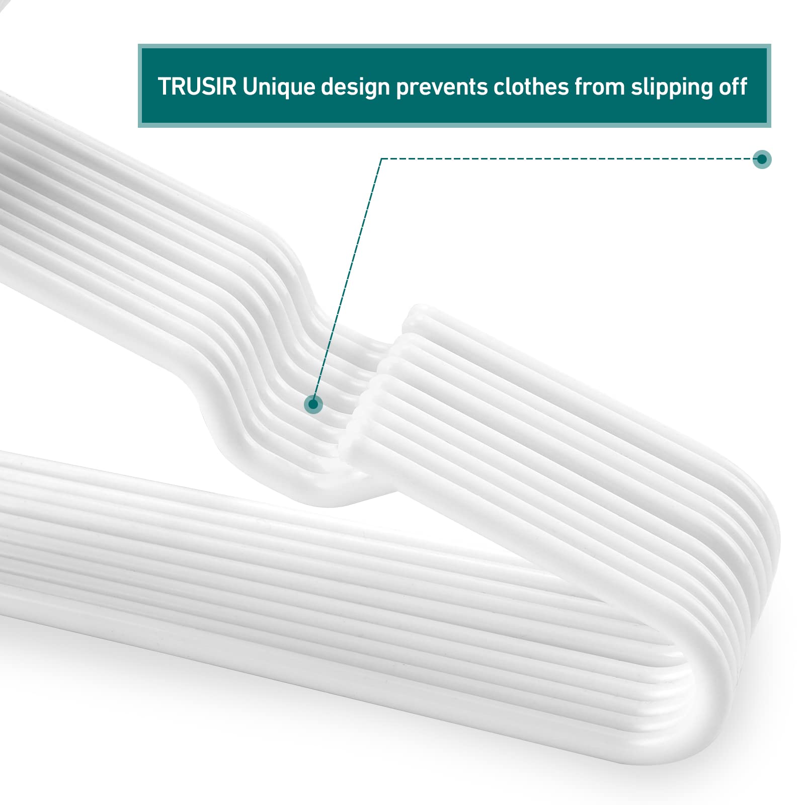 trusir Kids Hangers 50 Pack - 11. 5 Inch Baby Hangers for Closet - White Hangers for Closet - Toddler Hangers for Clost & Child Clothes for Clost - Ideal for Baby Standard Use (White)