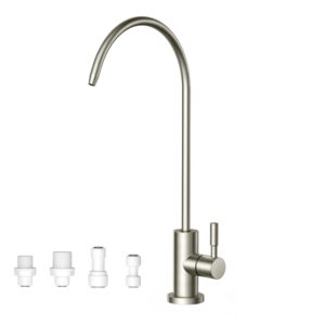 forious water filter faucet, drinking water faucet fits most reverse osmosis and water filtration system for kitchen bar sink, lead-free stainless steel reverse osmosis faucet, non-air gap ro faucet