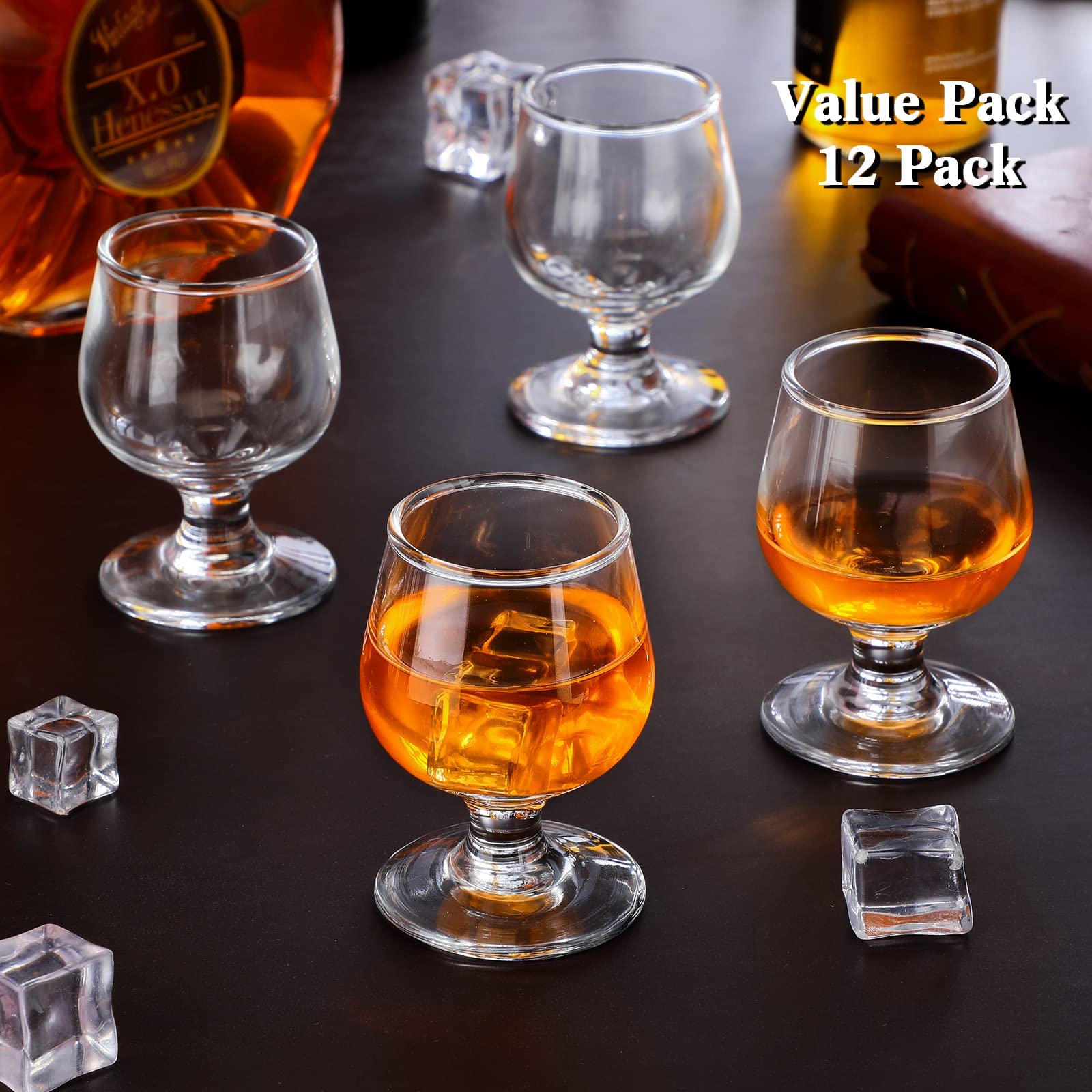 Qunclay 12 Pieces 3.5 oz Shot Glass Cute Brandy Snifter Cognac Bourbon Liquor Tequila Glasses Clear Small Sherry Whiskey Tasting Glasses for Martini Wine Drinking Liquor Beer Cup