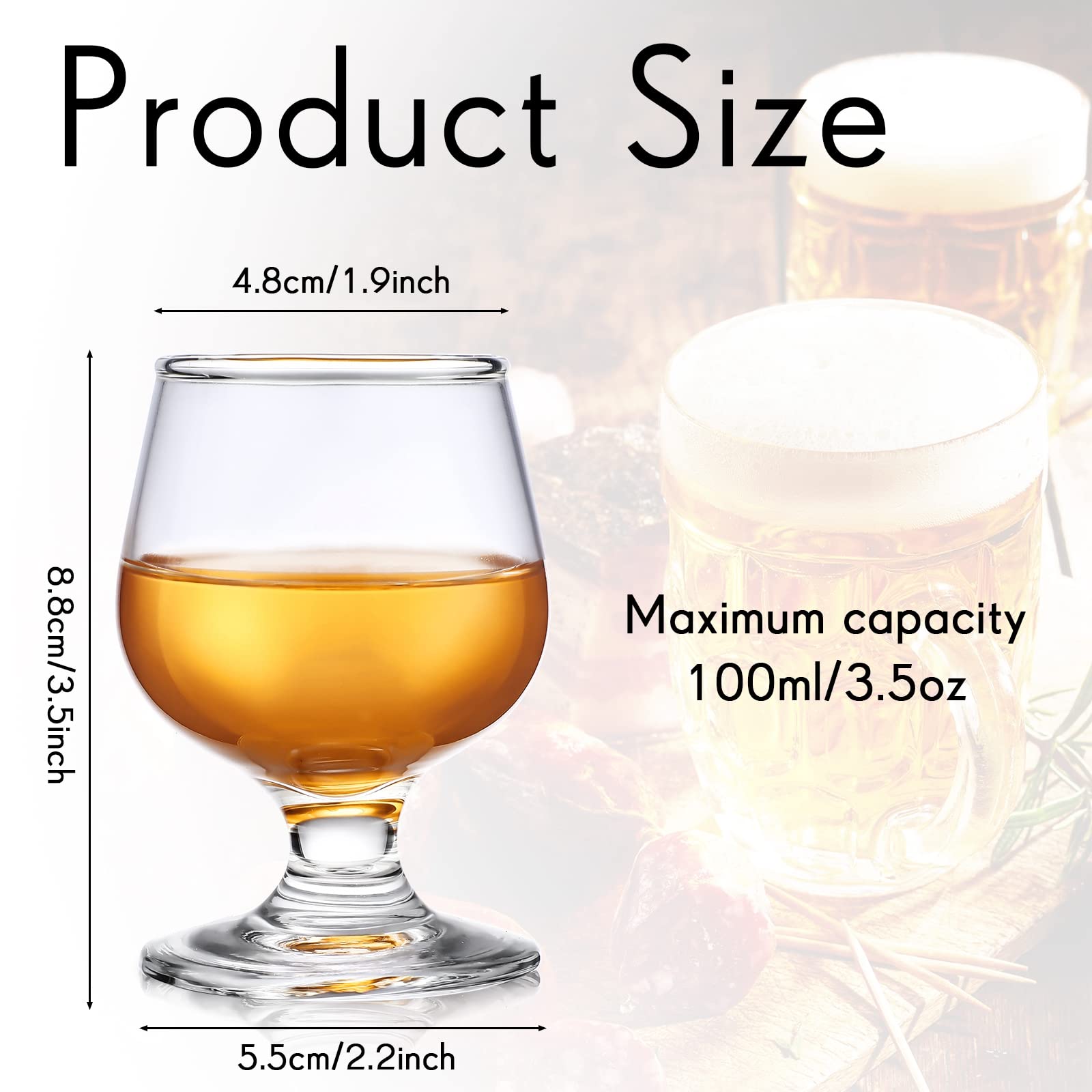 Qunclay 12 Pieces 3.5 oz Shot Glass Cute Brandy Snifter Cognac Bourbon Liquor Tequila Glasses Clear Small Sherry Whiskey Tasting Glasses for Martini Wine Drinking Liquor Beer Cup