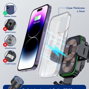 Wireless Car Charger, ZEEHOO DUOXX Dual Coils 15W Fast Charging Auto-Clamping Car Mount, Dashboard, Vent Charging Phone Holder Smart Sensor Cradle for iPhone 15 14 13 12, S23 Ultra, Z Flip4 3, etc