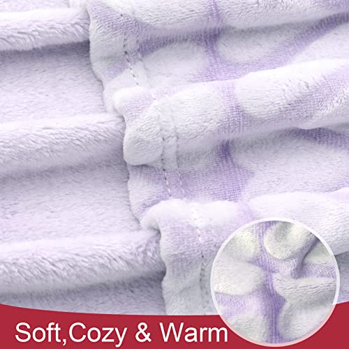 Bertte Plush Baby Blanket for Boys Girls | Swaddle Receiving Blankets Super Soft Warm Lightweight Breathable for Infant Toddler Crib Stroller - 33"x43" Large, Lavender Hearts Embossed