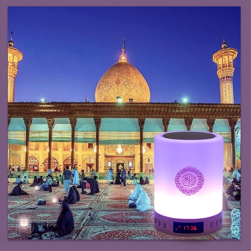 Telawah Quran Speaker with Remote Control,Portable LED Bluetooth Touch Cube MP3 Music Player Night Light Rechargeable Speaker