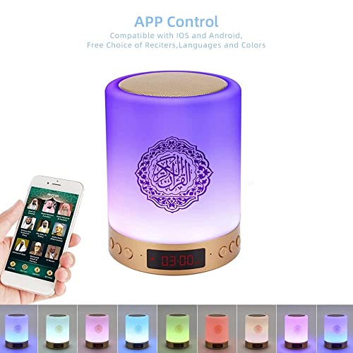 Telawah Quran Speaker with Remote Control,Portable LED Bluetooth Touch Cube MP3 Music Player Night Light Rechargeable Speaker