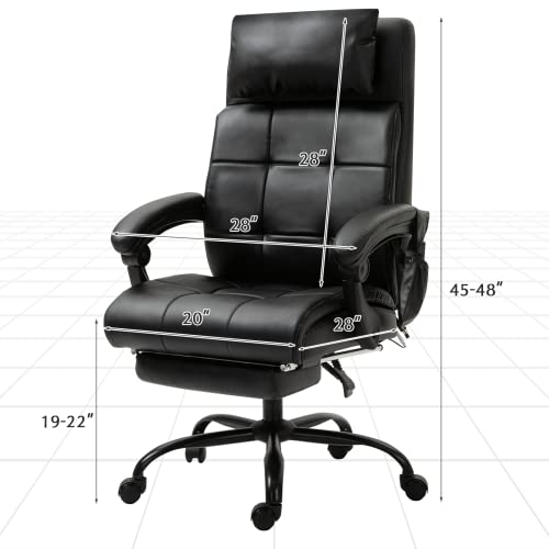 AVAWING Swivel Office Chair, High Back Adjustable Home Office Desk Chair, Heated Massage Office Chair with 6-Point Vibration, Ergonomic Executive Office Chair with Padded Armrests, Black