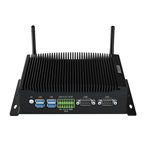 HYSTOU Fanless Mini PC I7 10810U, 16GB Ram DDR4 256 GB SSD 1TB HDD 6 Cores 12 Thread Mini Desktop PC Windows 11 Pro, 4K Triple Display, WIFI5/BT4.2, 14Pin GPIO, Ubuntu Linux Mini PC, Dual Nic PC