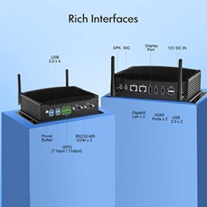 HYSTOU Fanless Mini PC I7 10810U, 16GB Ram DDR4 256 GB SSD 1TB HDD 6 Cores 12 Thread Mini Desktop PC Windows 11 Pro, 4K Triple Display, WIFI5/BT4.2, 14Pin GPIO, Ubuntu Linux Mini PC, Dual Nic PC