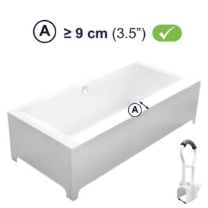 KMINA - Padded Bathtub Safety Rails for Seniors (Bathtubs with Flat Rim ≥3.5"), Adjustable Tub Grab Bars for Side of Tub, Clamp on Tub Rails for Elderly Gray