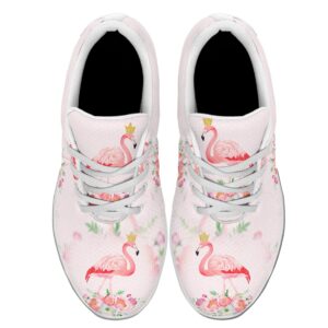 Men Women Running Shoes,Pink Flamingo Lightweight Breathable Tennis Shoes Non Slip Athletic Workout Gym Sneakers White Size 8.5
