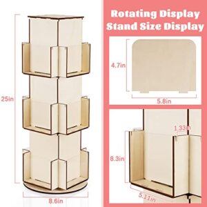 Flenpptly Rotating Display Stand Greeting Card Organizer 3 Tier Wooden Retail Display Multi Pocket Card Display Stand Display Rack for Coasters Stickers Showcase Tradeshow