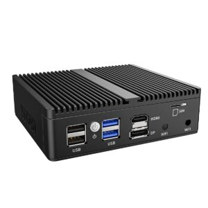 IDEARACE Mini PC 4-Port i225 2.5G Nic Fanless Firewall VPN Router Intel Celeron N5105 2.0GHz 8GB DDR4 RAM 128GB NVMe SSD W-11 Pro Compact Desktop Computer with 4xLAN Dual Display