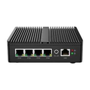 IDEARACE Mini PC 4-Port i225 2.5G Nic Fanless Firewall VPN Router Intel Celeron N5105 2.0GHz 8GB DDR4 RAM 128GB NVMe SSD W-11 Pro Compact Desktop Computer with 4xLAN Dual Display