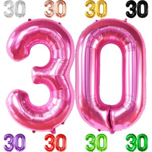katchon, hot pink 30 balloon numbers - 40 inch | pink 30 balloons, pink 30th birthday balloons, 30th birthday decorations for her | number 30 balloons for hot pink 30th birthday decorations for women
