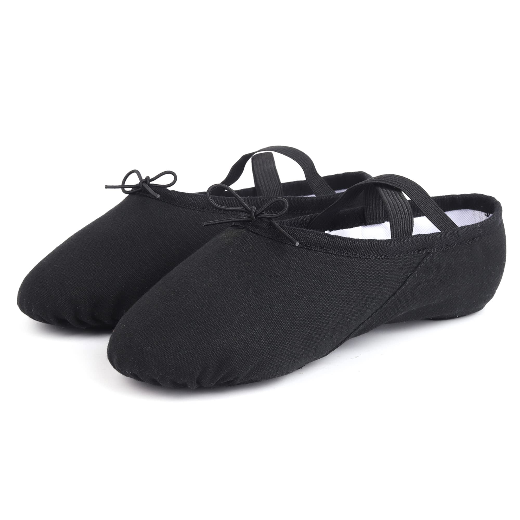 OLORA Women's Canvas Ballet Shoes Dance Slippers Split Sole Practice Shoes for Girls/Adults,Black,8 M US