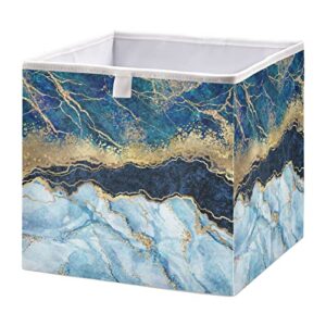 kigai blue gold marble rectangular storage bins - 16x11x7 in large foldable storage basket fabric storage baskes organizer for toys, books, shelves, closet, home decor