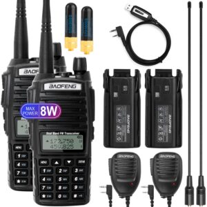 baofeng uv-82 high power handheld ham radio,baofeng radio with earpiece,short antenna,handheld microphone and programming cable(2 pack)