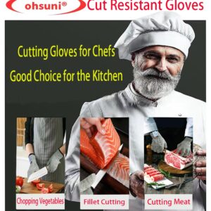 ohsuni Cutting Gloves, 2 Pairs of Cut Resistant Gloves Food Grade, Kitchen Gloves for Cutting, Oyster Shucking, Fish Fillet Processing, Carving Wood and Gardening(Large)