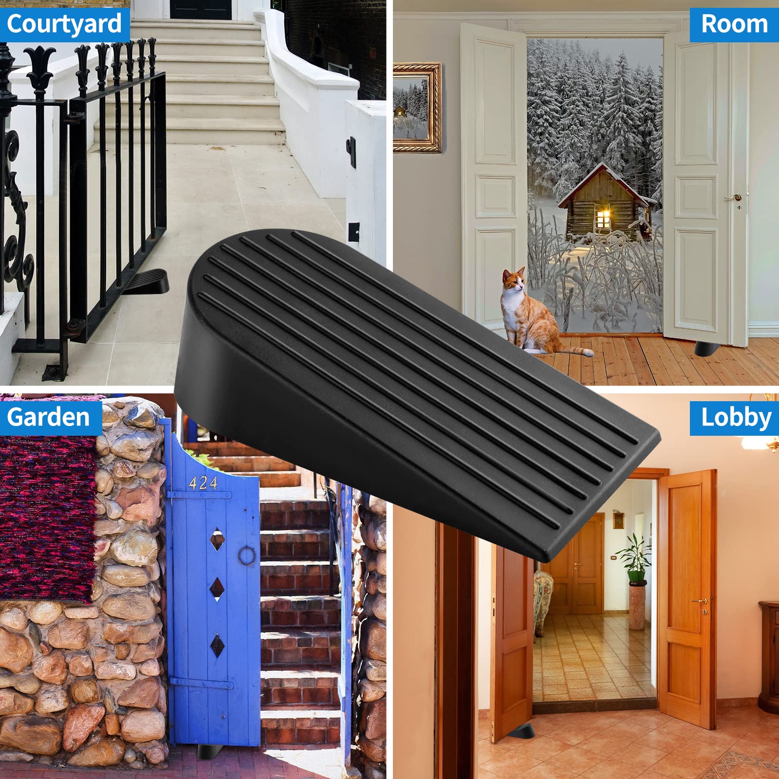 Big Door Stops - Huazu Heavy Duty Rubber Door Stops, 2 Pack, Non-Scratching, 1.9" Height, for Home, Office, School Doors - Keep Your Doors Secure