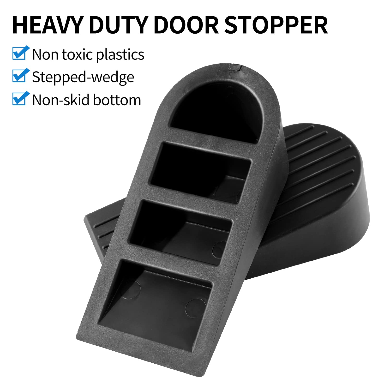 Big Door Stops - Huazu Heavy Duty Rubber Door Stops, 2 Pack, Non-Scratching, 1.9" Height, for Home, Office, School Doors - Keep Your Doors Secure