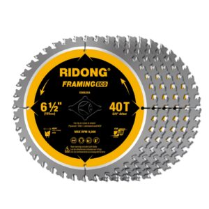ridong 6-1/2 inch 40 tooth circular saw blade with 5/8 inch arbor atb finishing for wood cutting(5-packs)