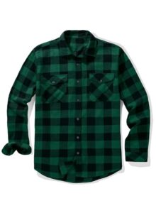 jmierr mens flannel shirts casual button down long sleeve cotton plaid business dress shirt with pockets,us 46 (xl),green
