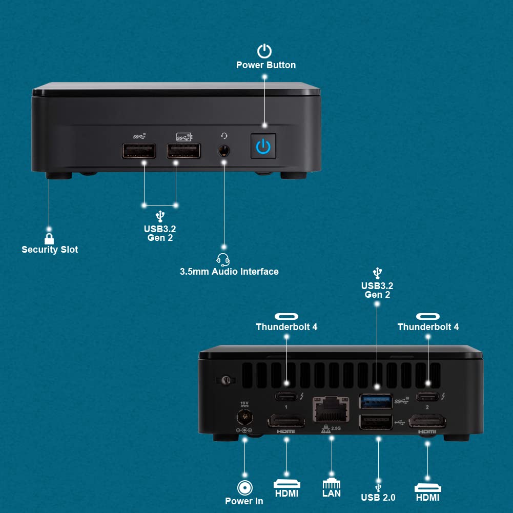 Intel NUC 12 NUC12WSKi7 Wall Street Canyon Mini Computer,12th Generation Intel Core i7-1260P,12 Processor Cores (4P+8E), 16 Threads, Intel Iris Xe Graphics,Windows 11 Pro(Slim,32G RAM+1T SSD)