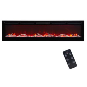 72 inch recessed and wall mounted electric fireplace, fireplace heater, touch screen, remote control with timer, adjustable flame color and temperature 72"x18"x4.3"