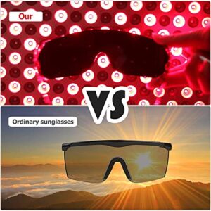 floxgino Red Light Therapy Glasses,Tanning Goggles, red light Protective Glasses, Effective Filtering 150nm-2200nm Red Light and Infrared, Eye Protection for Red Light Therapy.