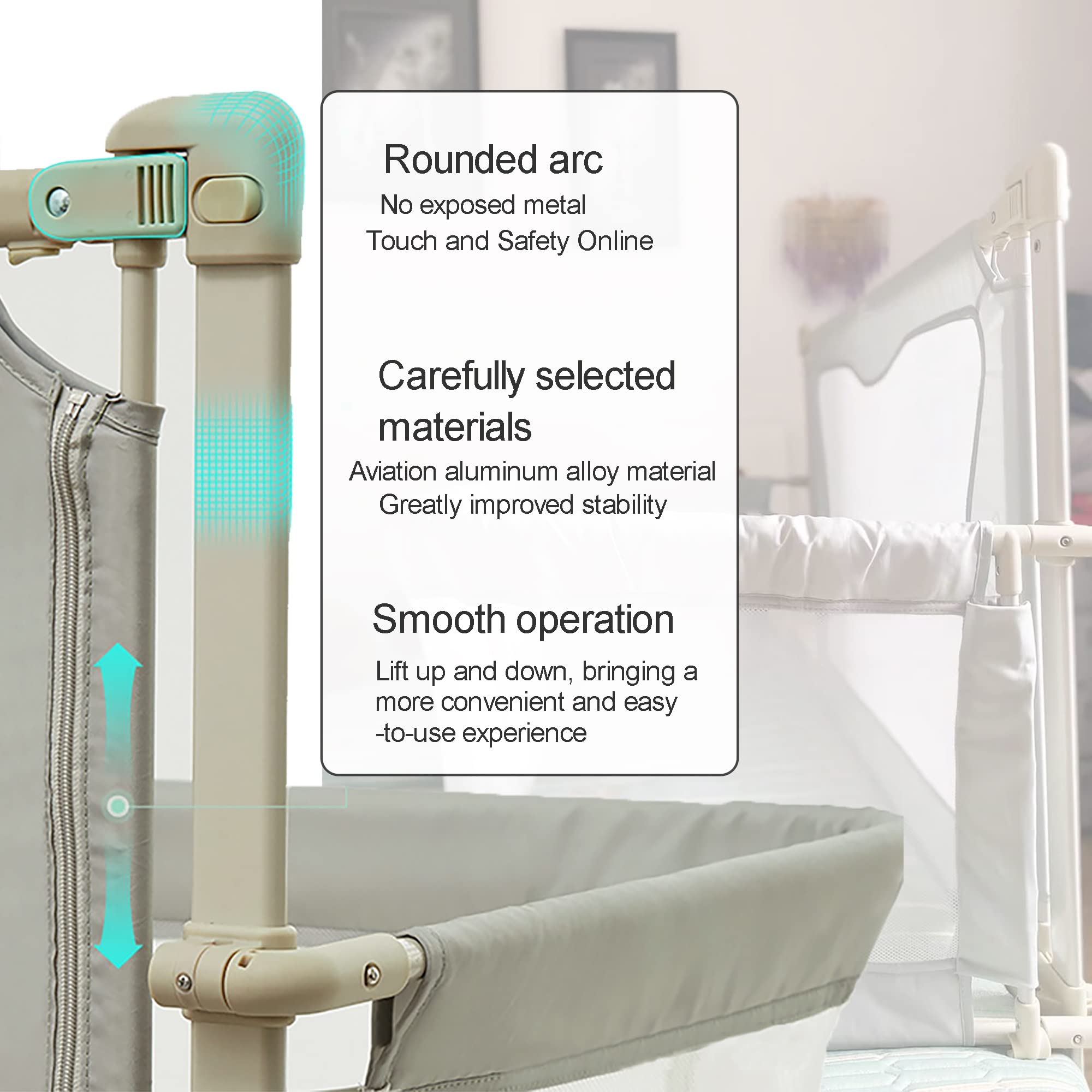 3 in 1 Baby bassinets bedside sleeper,Portable Crib,baby bed with rails,sleeper for baby in bed,sleeper bassinet attach to bed,visible mesh window,soft washable liner and Aluminum alloy bracket ( Colo