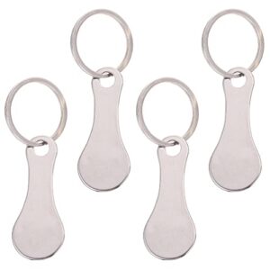 toyandona 4pcs shopping trolley tokens key rings stainless steel key rings portable trolley removers