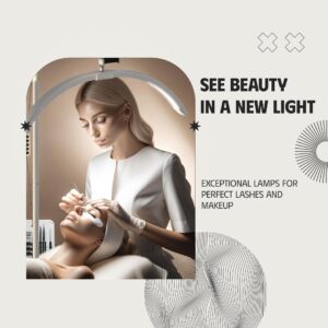Hi_friend Eyelash LED Floor Light, Half Moon Lamp for Lash Extension, Lighting for Beauty, Skincare, Lashes, Eyebrows, Filming Content Creation (White)