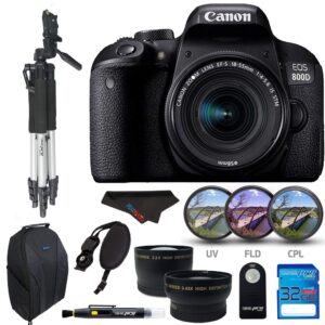 800d / t7i with ef-s 18-55 is stm, 32gb memory card, tripod, slr backpack and pixi-accessory bundle (compatible with canon products) (renewed)