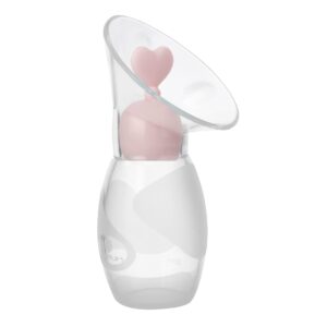 amplim manual breast pump | gen 2 food grade silicone milk collector for breastfeeding nursing mom with stopper | must haves registry essentials for newborn, infant, baby | 4 oz (pink)