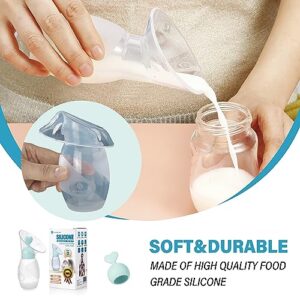 Amplim Gen-2 Silicone Breast Milk Collector | 1-Pack Food Grade Travel Manual Breast Pump with Breastfeeding Milk Saver Stopper | FSA HSA Eligible, BPA PVC Lead and Phthalate Free | 4oz/100ml Blue