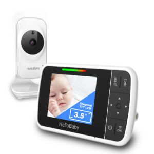 hellobaby 3.5''baby monitor with hd display, baby monitor with camera and audio 1000ft long range auto ir hd night vision temperature sensor video baby monitor 8 lullabies