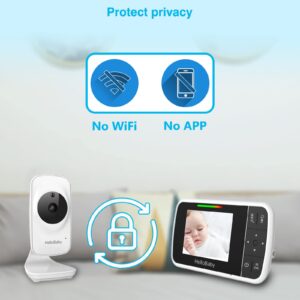 HelloBaby 3.5''Baby Monitor with HD Display, Baby Monitor with Camera and Audio 1000ft Long Range Auto IR HD Night Vision Temperature Sensor Video Baby Monitor 8 Lullabies