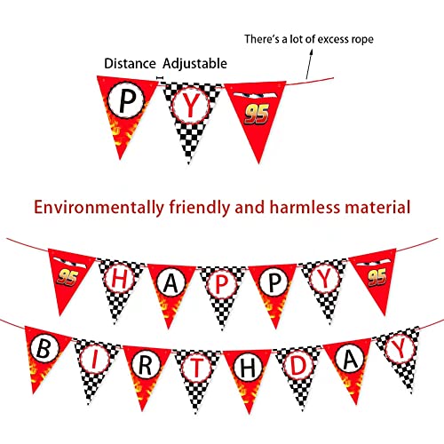 Race Car Happy Birthday Banner Party Decorations,Racing Themed Party ，Racing Party Sign,Let't Go Racing Checkered Flag Party Themed Party Supplies Decorations