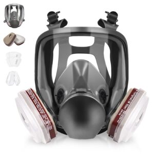 6800 full face respirator mask - reusable respirator mask, gas mask with 6001cn activated carbon air filter, suitable for painting, dust, epoxy resin, chemicals, organic gas, welding, polishing