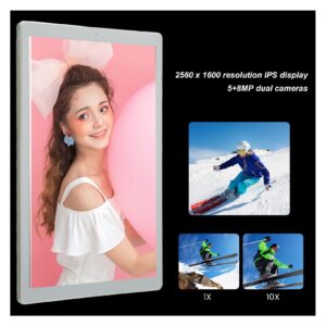 10.1 Inch Tablet, 2560x1600 IPS 8 Core CPU Tablet for 11, 2.4G 5G WiFi Dual Band Portable Tablet, 6GB RAM 128GB ROM Type C Tablet for Daily Life