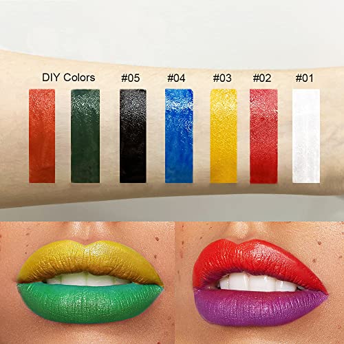 MEICOLY DIY Liquid Lipstick Set,5pcs Black White Blue Yellow Red Lip Stain,Matte 24-Hour Long Lasting Nude Lip Gloss Set,Velvet Black Lipstick Kit for Women labial mate larga duracion 24