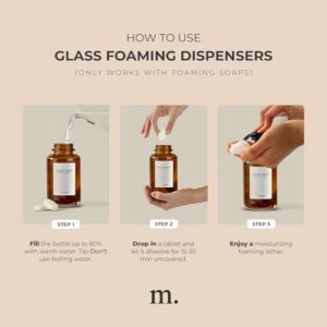 MaisoNovo Glass Foaming Soap Dispenser | Amber Glass Black Pumps x 2