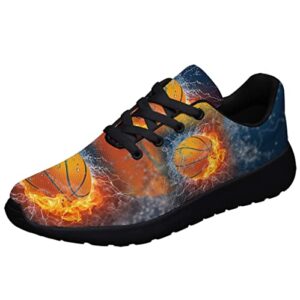 ice fire basketball shoes for men women running sneakers comfort lightweight walking jogging shoes black size 7.5