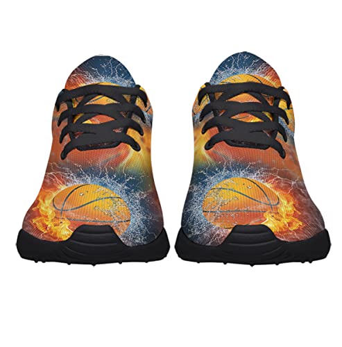 Ice Fire Basketball Shoes for Men Women Running Sneakers Comfort Lightweight Walking Jogging Shoes Black Size 7.5